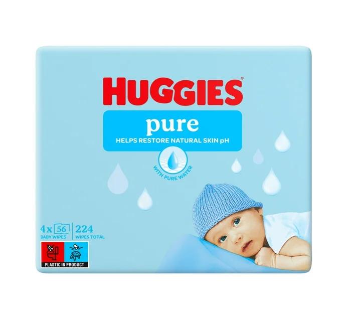 Huggies Baby Wipes Pure (4 x 56's)