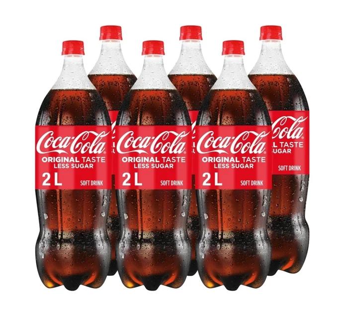 Coca-Cola Original Taste Less Sugar Soft Drink 6 x 2L