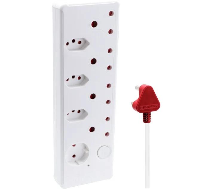 Switched Medium Surge 8-Way Multiplug 8 Socket Extension Boards (White, 0.5 m)