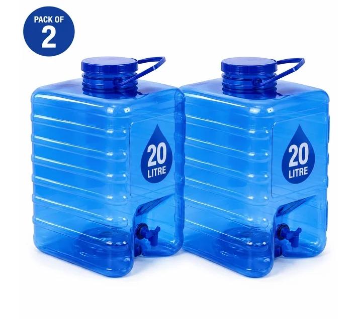 Water Container 20L Water container with tap 20 L Bottle (Pack of 2, Blue)