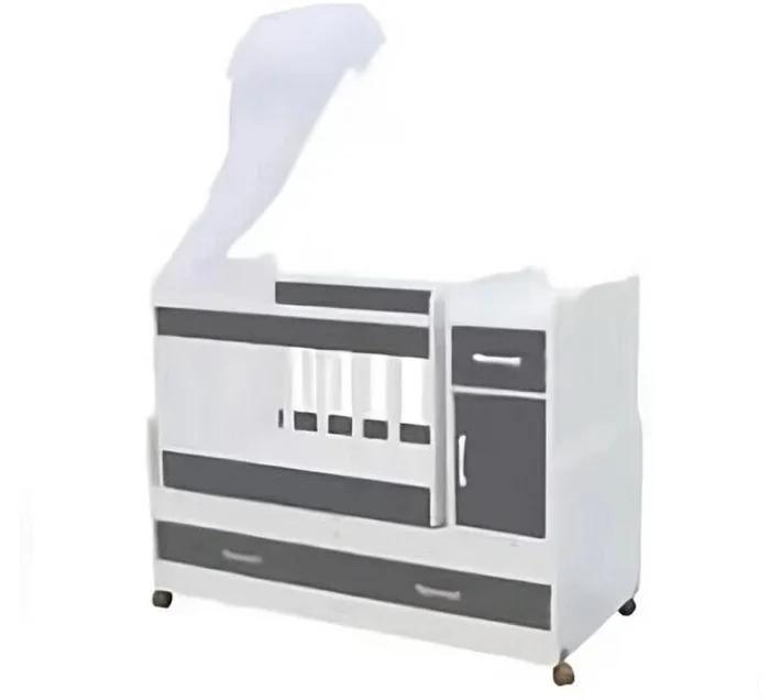 R AND E Multifunctional Baby Cot – Integrated Changing Station & Drawers 602 Cot (White, Grey)
