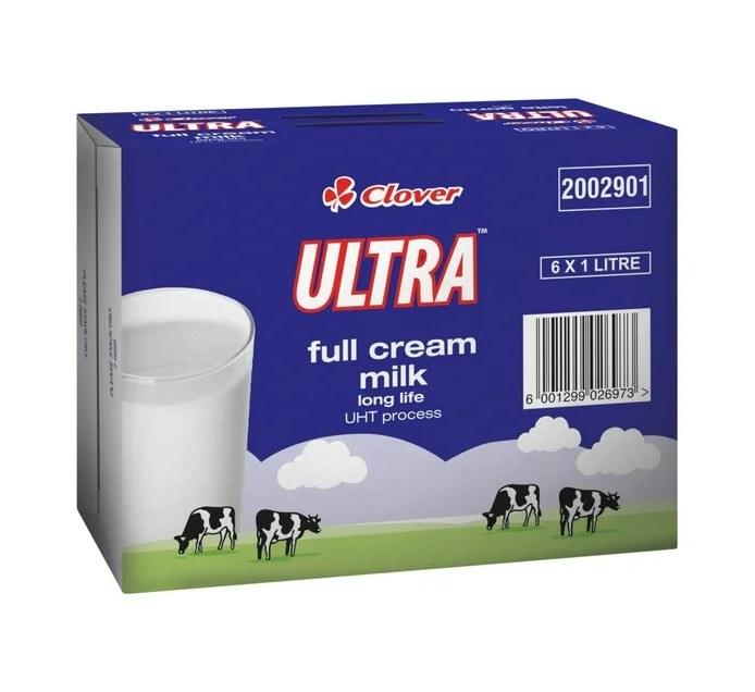 Clover Ultra UHT Full Cream Milk 6 x 1L
